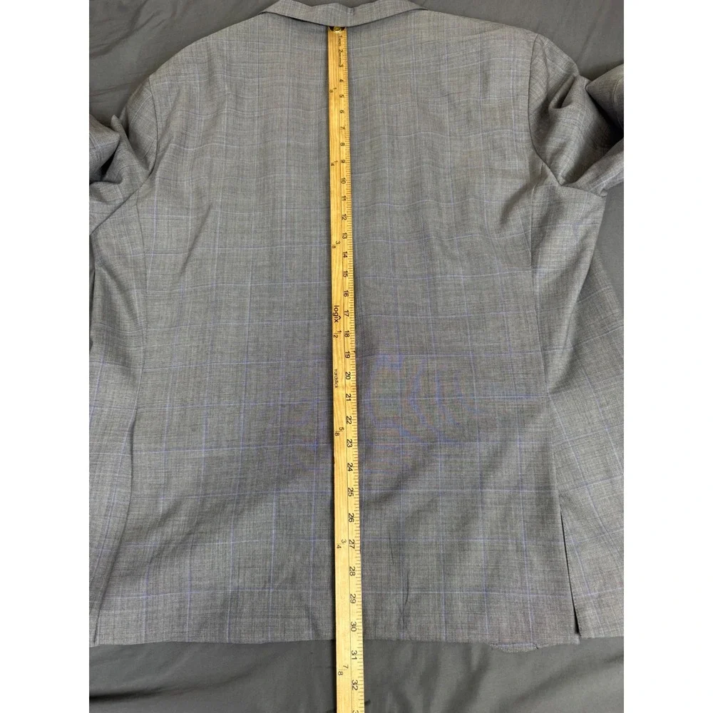 Peter Millar Grey Glen Plaid Virgin Wool Sport Coat Blazer 50R Made in Portugal